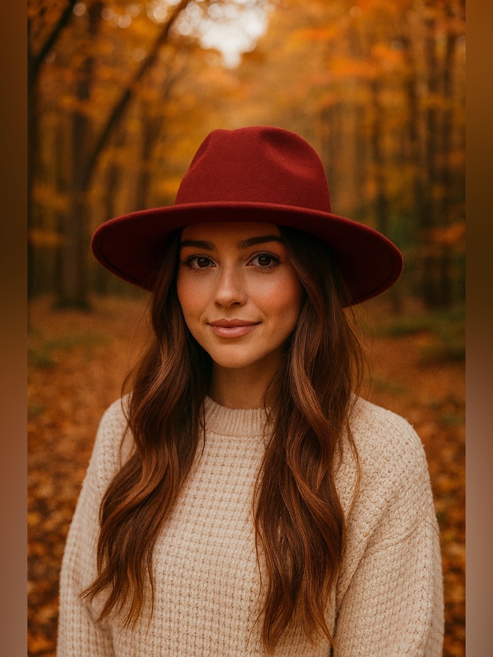 NEW Gigi Pip Wide Brim Wool Fedora Hat in Rust